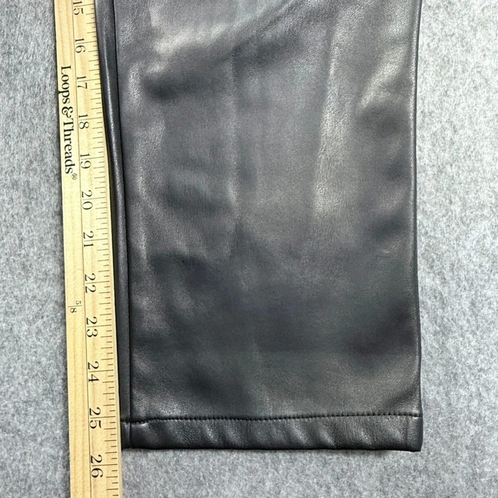 Loft Brown Faux Leather Straight Leg Pants 10 High Rise Minimalist Streetwear